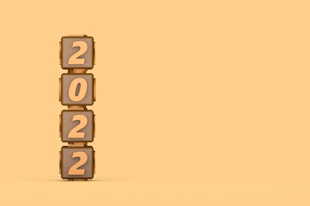 3d render, cubes with included numbers of the year 2022 with copy space to insert text