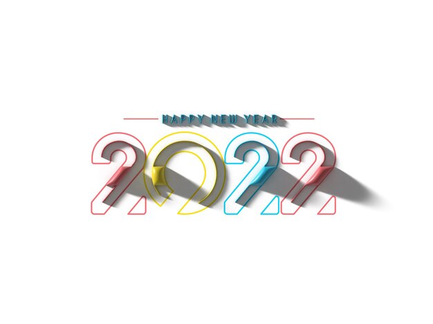 3D Render Happy New Year 2022 Text Typography Design.