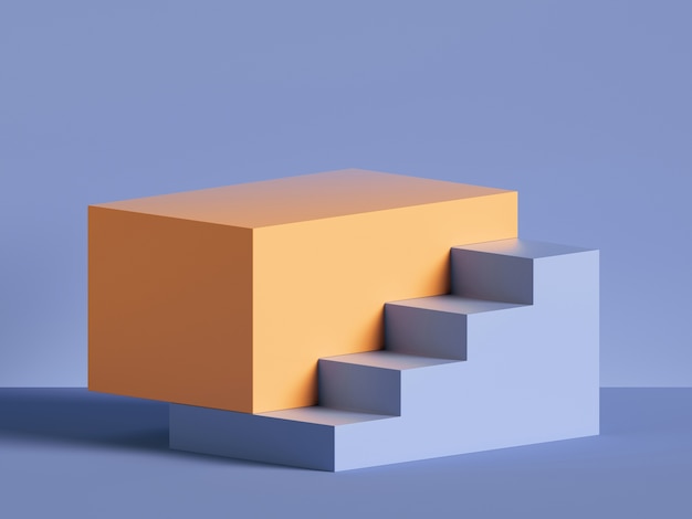 3d render of abstract minimal yellow steps
