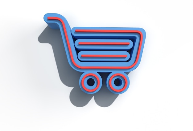 3D Render Shopping Cart Pen Tool Created Clipping Path Included in JPEG Easy to Composite.