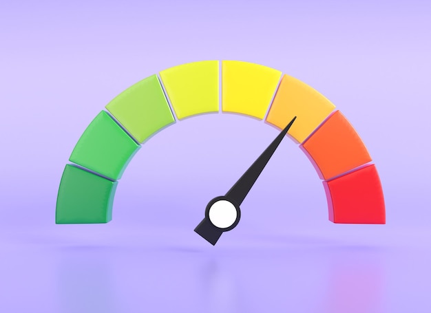 3d render speed metering icon Minimum and maximum measuring. gauge sign car performance measurement.