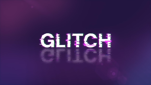 3D rendering glitch text with screen effects of technological glitches