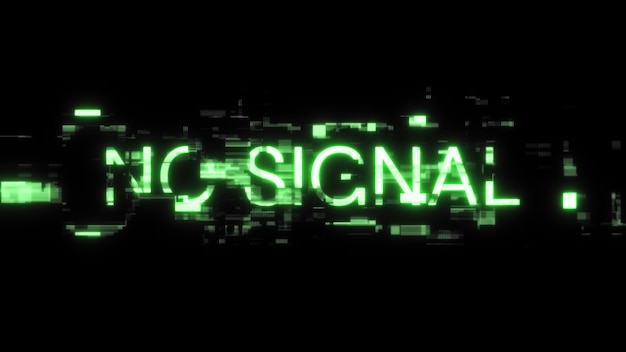 3D rendering no signal text with screen effects of technological glitches