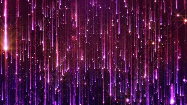 3d rendering of a starfall of falling bright particles