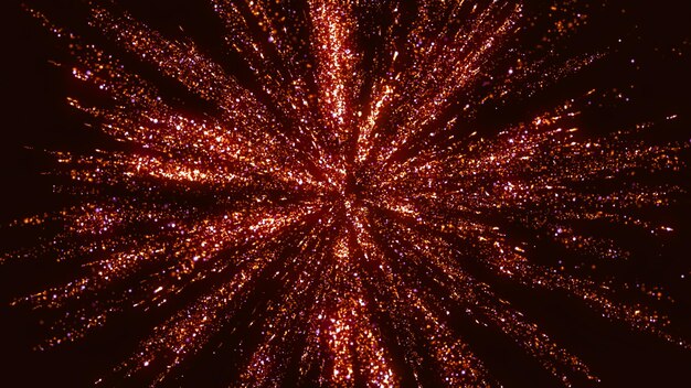 3D rendering of an abstract volumetric structure of bright particles on a dark background