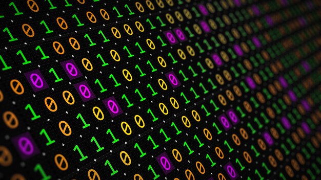 3D rendering of the background based on binary code technology