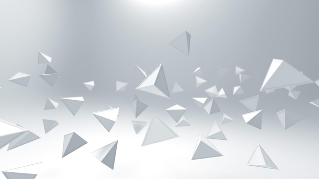 3d rendering of triangle geometric shapes abstract high key and selected focus background
