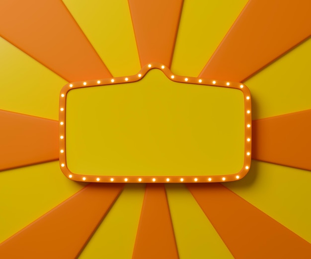 3d rendering orange and yellow banner with copy space for text or message