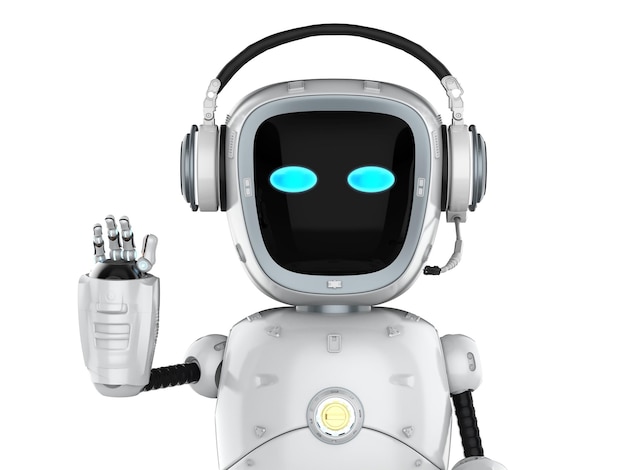 3d rendering robot assistant hand up for greeting