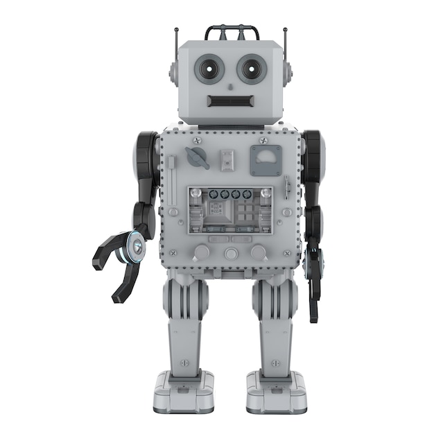 3d rendering robot tin toy on white background