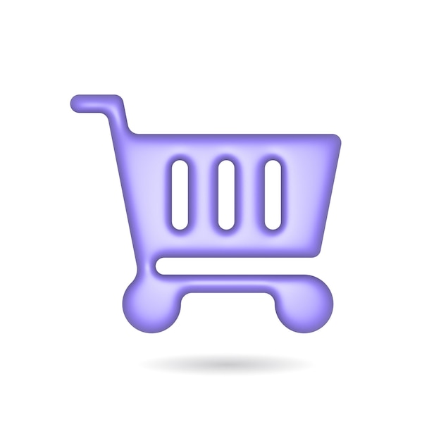 3d rendering shopping backet icon Illustration with shadow isolated on white