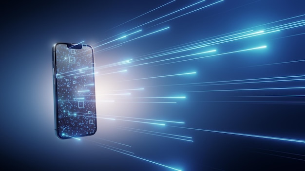 3D rendering Smart phone speed internet data