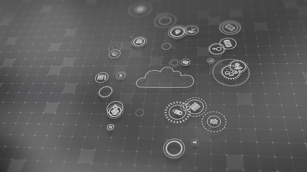 3d rendering the concept of cloud technologies and server data processing