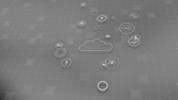 3d rendering the concept of cloud technologies and server data processing