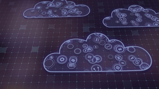 3d rendering the concept of cloud technologies and server data processing