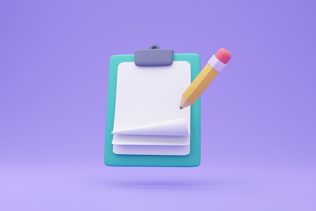 3D report paper clipboard Note paper for checklist notes 3D illustration