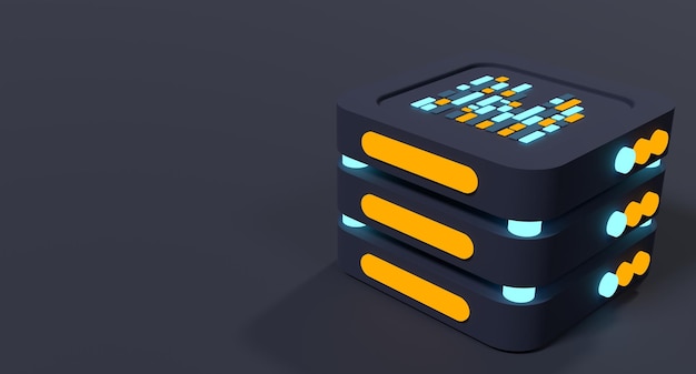 3d server icon computer server 3d render icon cloud computing 3d render illustration