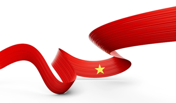 3d Vietnam Bayrağı 3d Dalgalı Parlak Vietnam Şeridi Beyaz Arka Plan Üzerinde İzole Edilmiş 3d İllüstrasyon