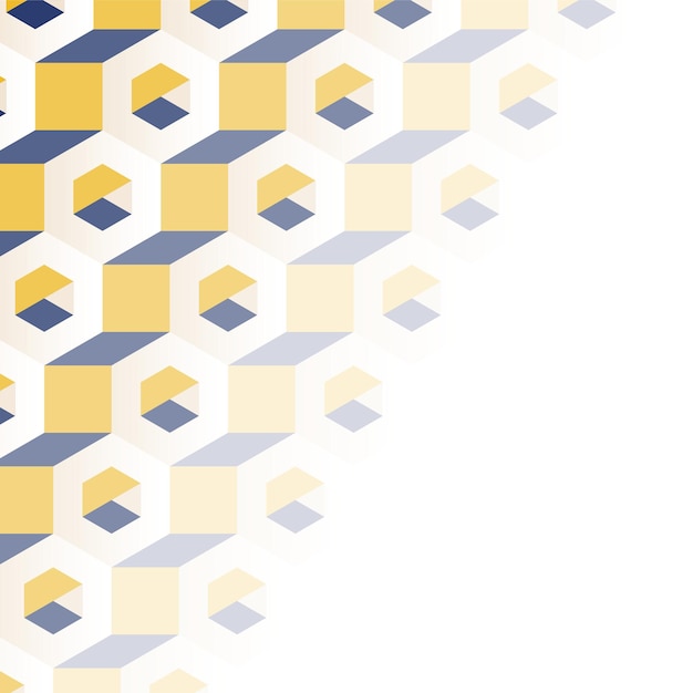 3D yellow and blue hexagonal pattern design element