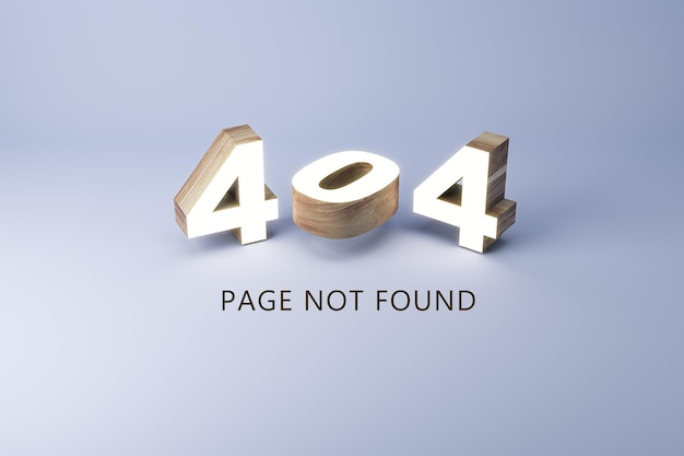 404 page not found error concept with wooden 3d digits on light blue background 3D Rendering