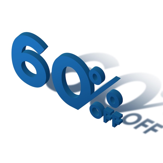 60 Percent Discount Offers Tag with Isomatric Style Design