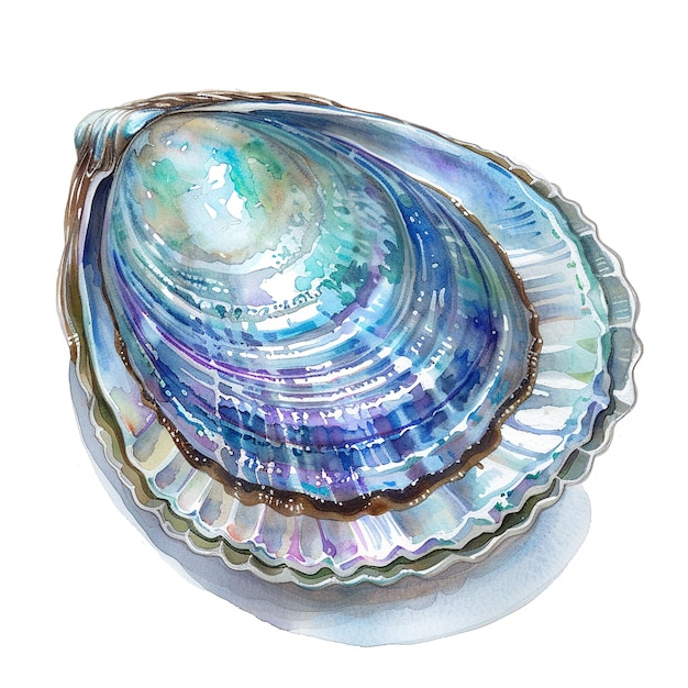 A Abalone cute hand draw watercolor white background Cute animal vocabulary for kindergarten children concept