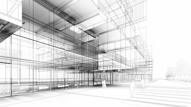 a black and white drawing of a room with a light on the ceiling