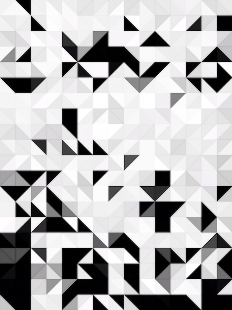 a black and white geometric pattern with a white triangle on the bottom