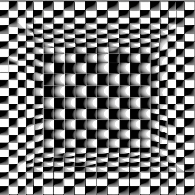 A black and white photo of a checkered pattern with a black background generative ai