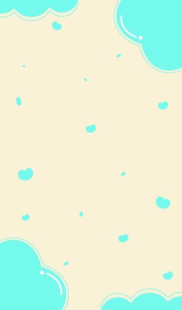 a blue and green pattern with hearts on a beige background