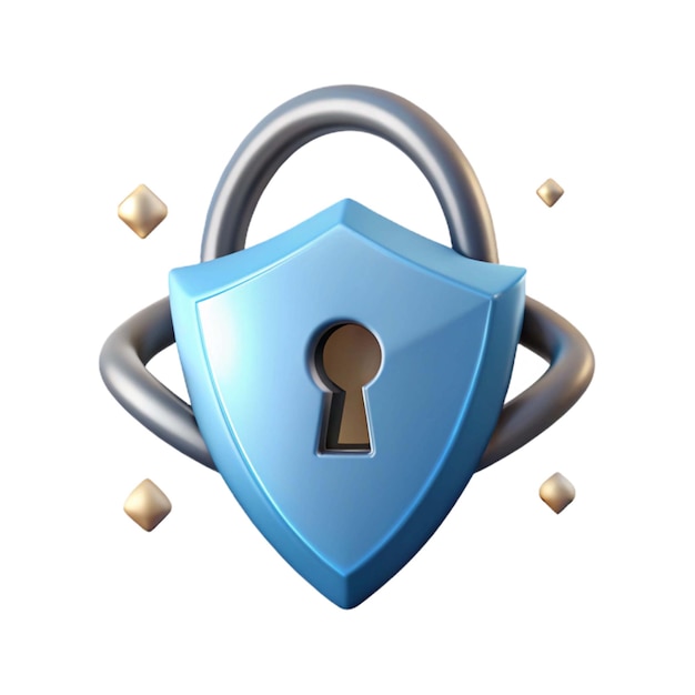 a blue shield with a key that says key