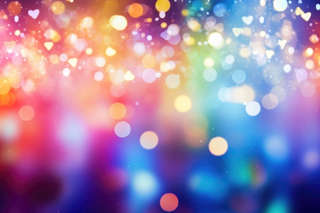 A brightly colored holiday background with bokeh