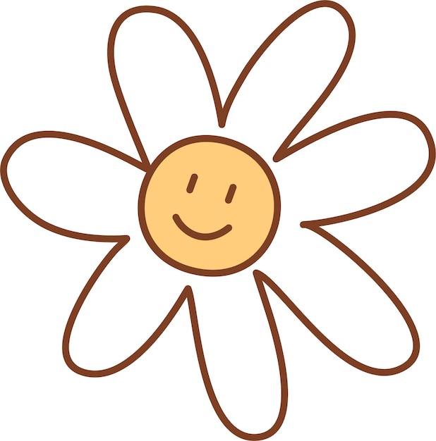 a cartoon drawing of a flower with a smiley face