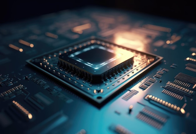 A close up of a cpu with the word cpu on it