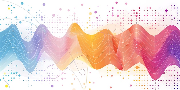 a colorful abstract painting of a wave with multicolored lines