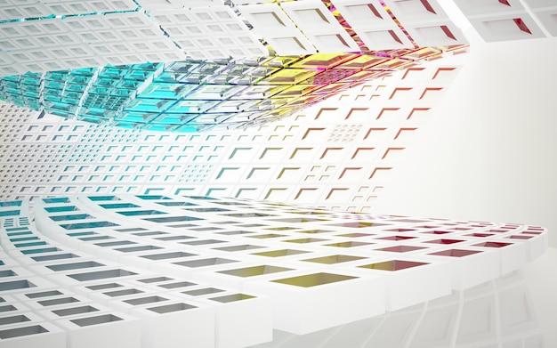 A colorful background with a white cube and a white cube.
