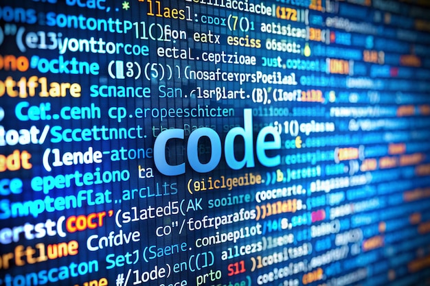 a colorful display of the word code on a wall with the words code code code
