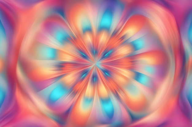 A colorful flower with a purple center and blue and orange petals