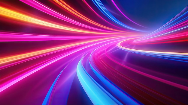 A colorful long exposure of a long exposure of a moving train.