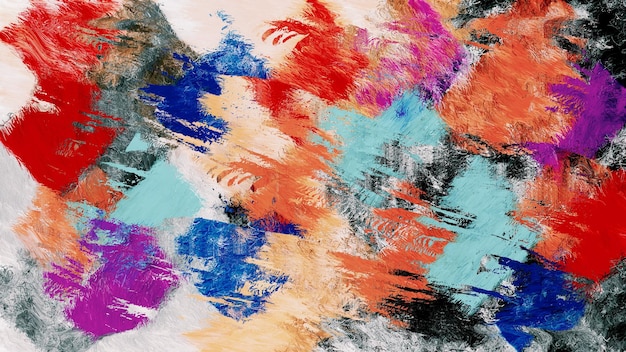 a colorful painting with a blue and pink color palette