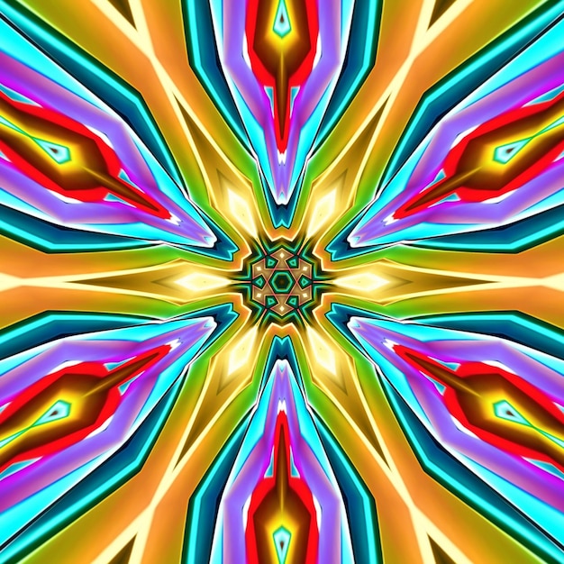 A colorful pattern with a star in the middle.