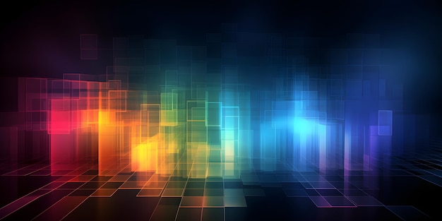 A colorful squares on a black background