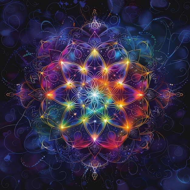 a colorful star shaped object with the letters l on it