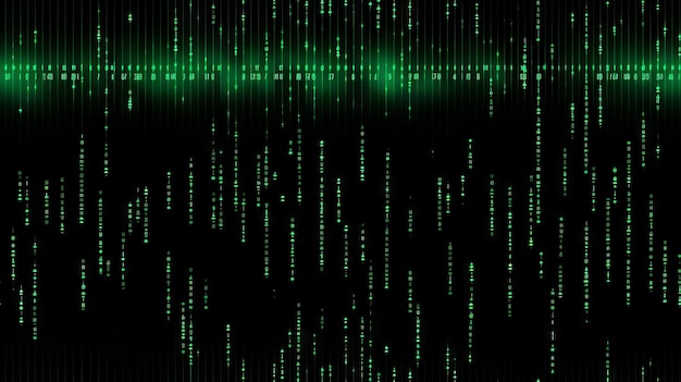 a dark room filled with glowing green pixels the pixels are all different shapes and sizes and they are all moving in different directions