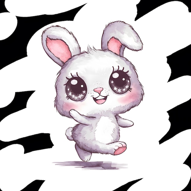 a drawing of a bunny with the word rabbit on it