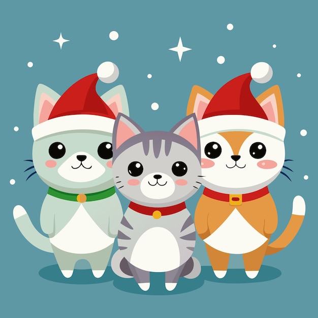 a group of cats with hats that say  cat