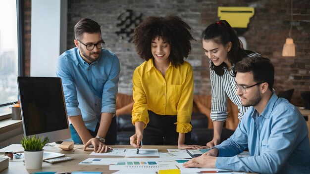a group of people are working on a table with a chart that says  youre going to work