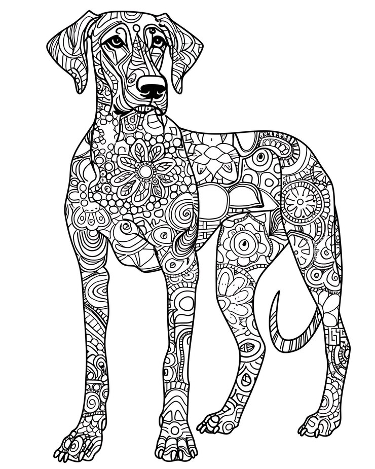 Fotoğraf a large dog with a large pattern on its body