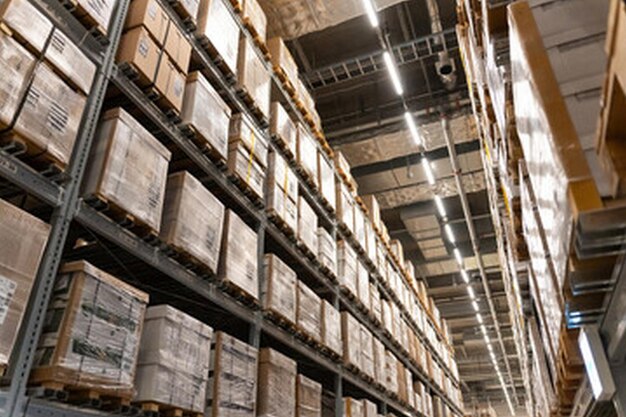 a large warehouse full of boxes with one that says quot the word quot on the bottom