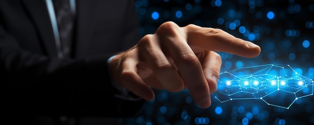 a man in a suit is opening his fingers to the left of his hand
